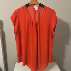 Women's Red Button-Shoulder Top